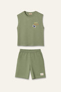 Zeyland Boys' Printed Singlet and Shorts Set - Khaki