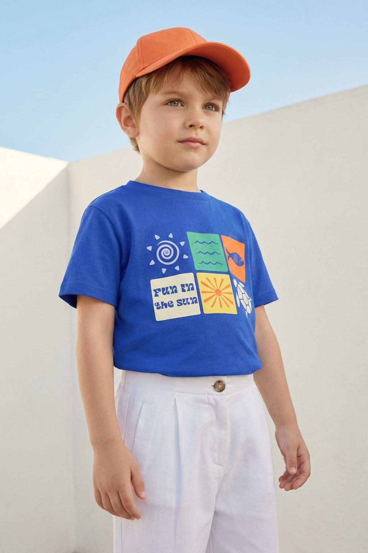 Zeyland Boys' Printed T-Shirt - Sax Blue