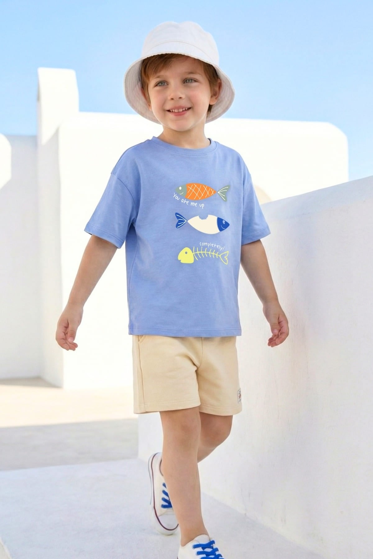 Zeyland Boy Printed T-Shirt and Shorts Set - Blue