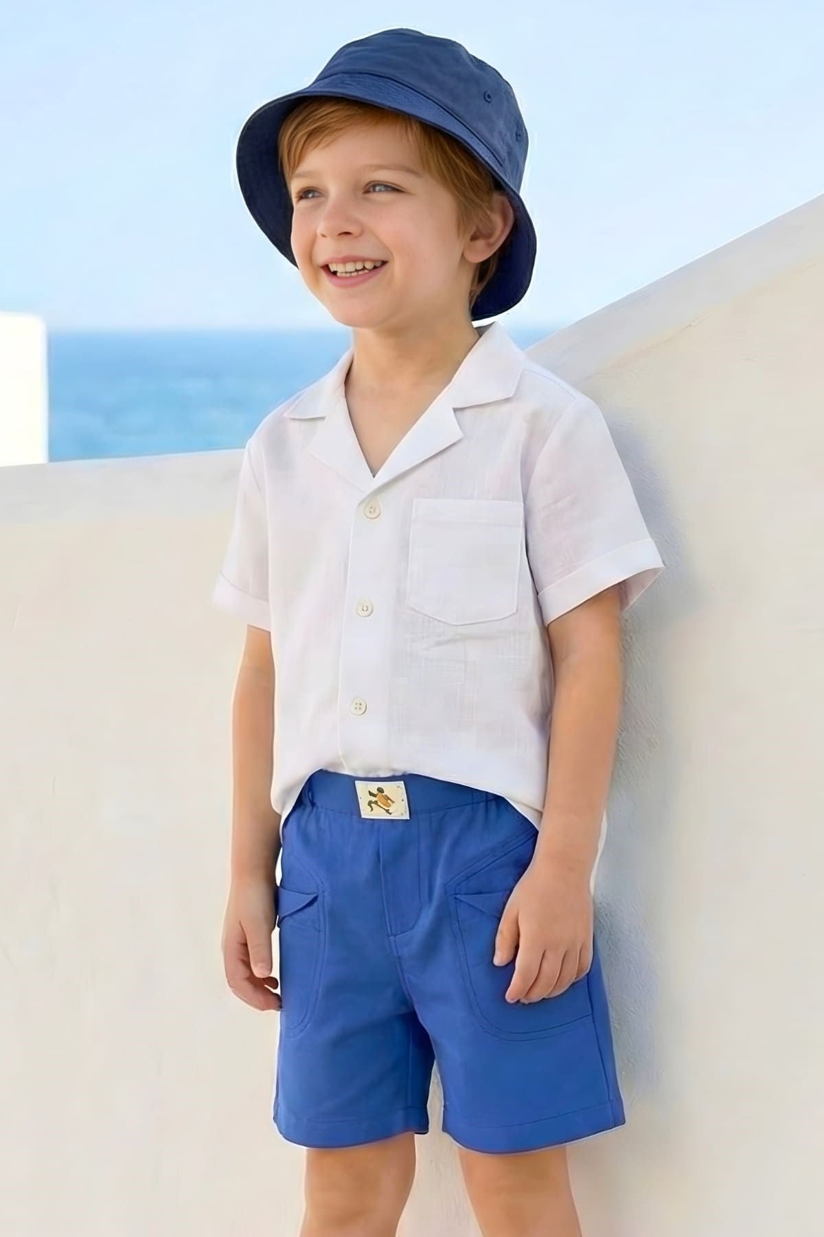 Zeyland Boys' Woven Shorts with Pockets - Sax Blue