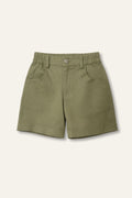 Zeyland Boys' Gabardine Shorts with Pockets - Khaki Green