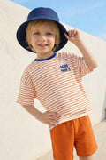 Zeyland Boys' Striped T-Shirt and Shorts Set - Orange