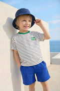 Zeyland Boy Striped T-Shirt and Shorts Set - Sax Blue
