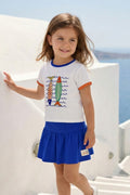 Zeyland Girl Printed T-Shirt and Skirt Set - Sax Blue