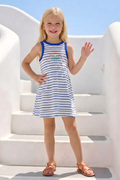 Zeyland Girl Striped Dress - Sax Blue