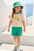Zeyland Girl Striped T-Shirt and Shorts Set - Green