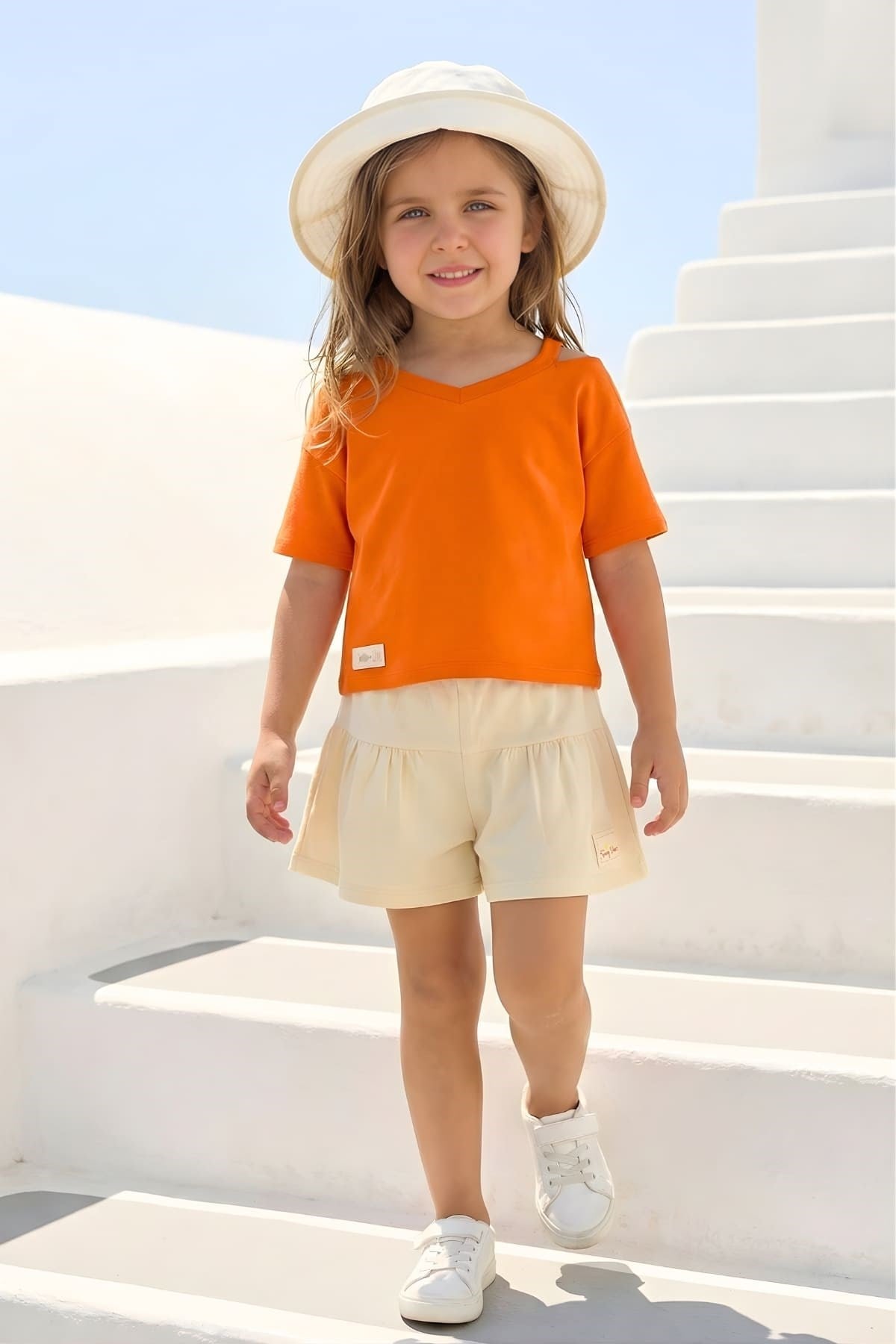 Zeyland Girl Ruffled Knitted Shorts - Cream