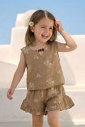 Zeyland Girl Blouse and Shorts Set - Beige