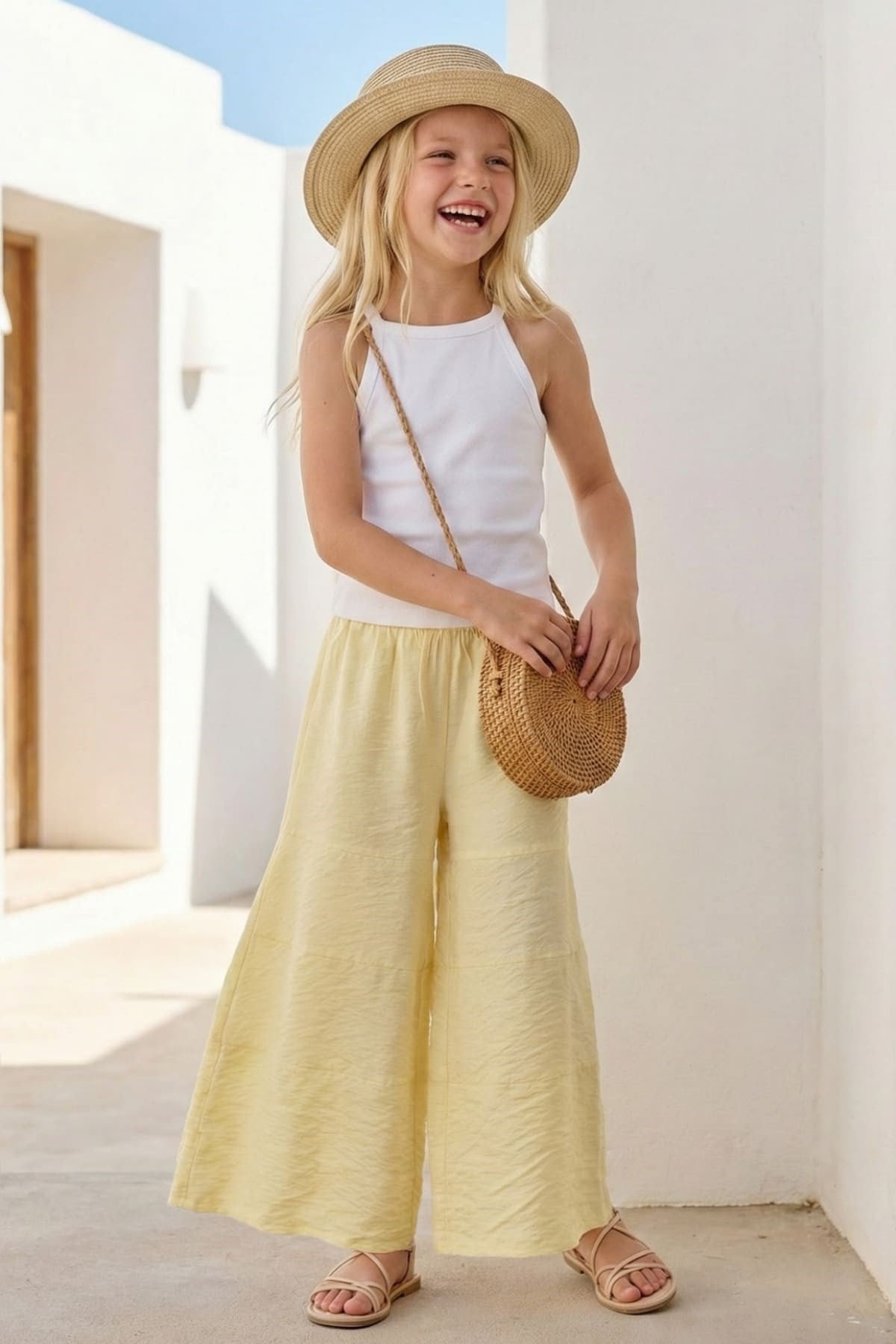 Zeyland Girl Ruffled Woven Trousers - Yellow