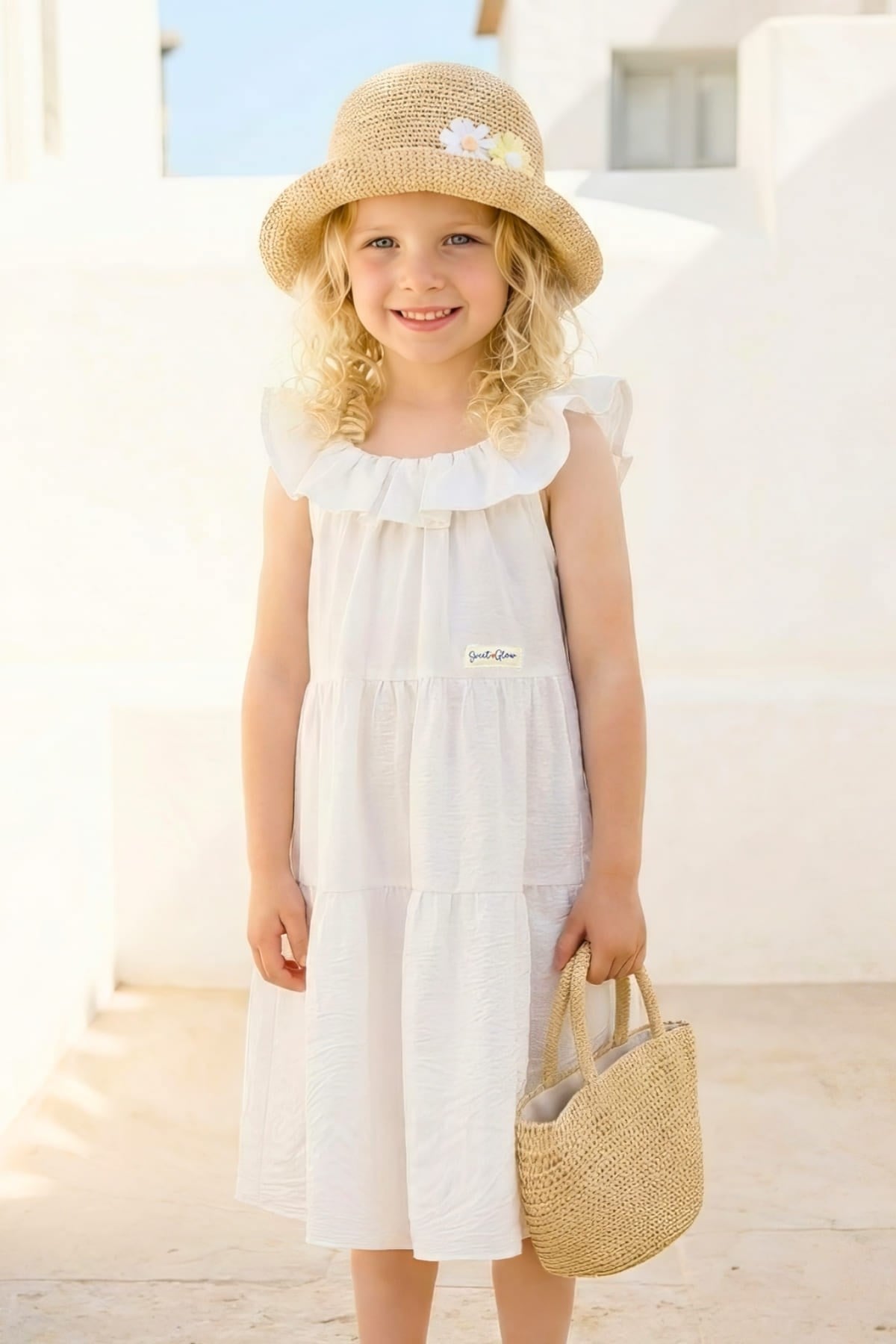 Zeyland Girl Ruffled Midi Dress - Ecru