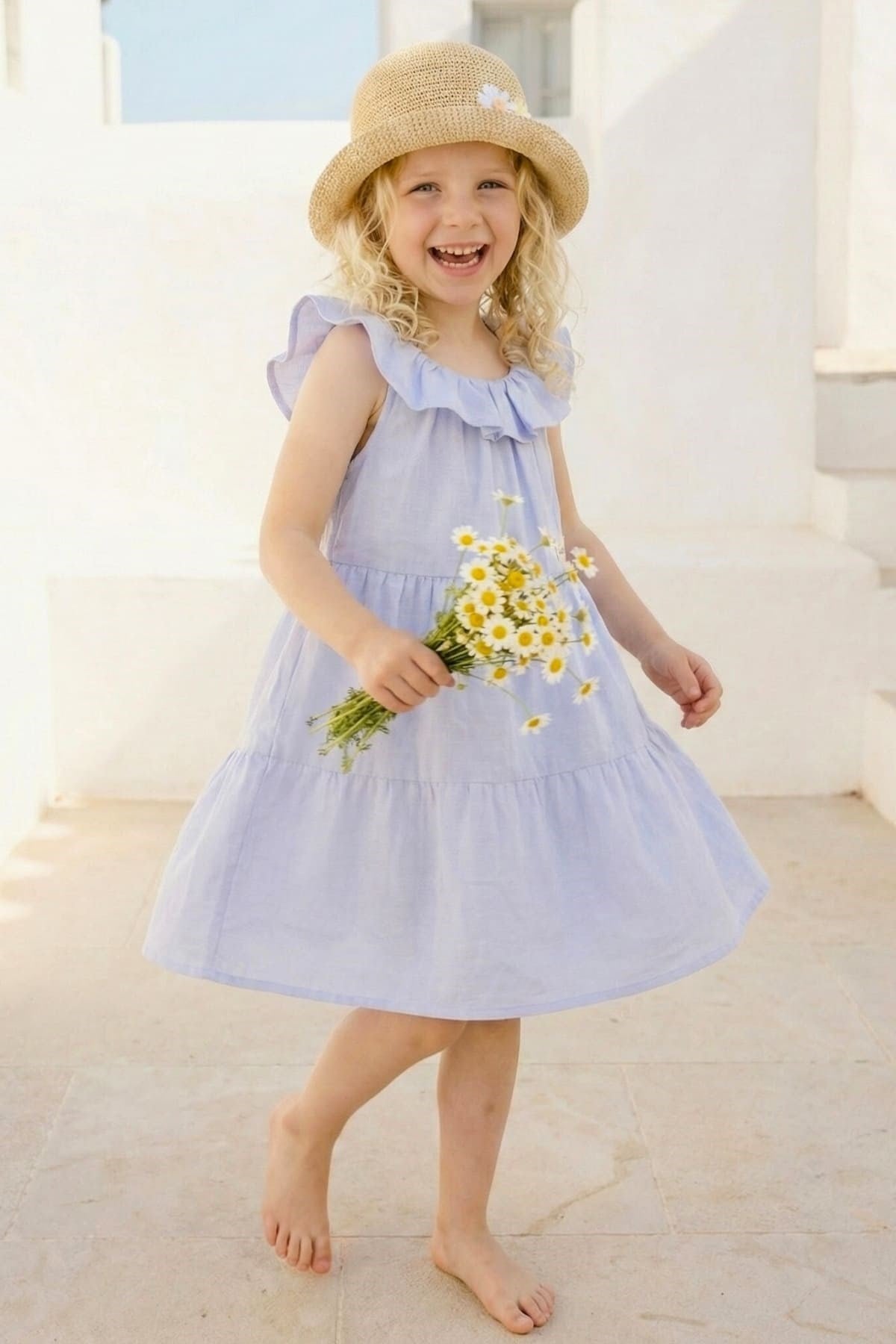 Zeyland Girl Ruffled Midi Dress - Blue